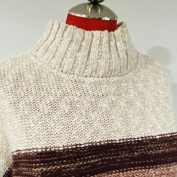 Melrose & Market Pullover Sweater Cotton Blend Earth Tone Stripes Textured Sz M - Picture 3 of 9
